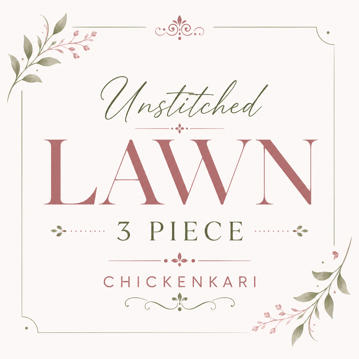 Unstitched Lawn 3 Piece Chickenkari