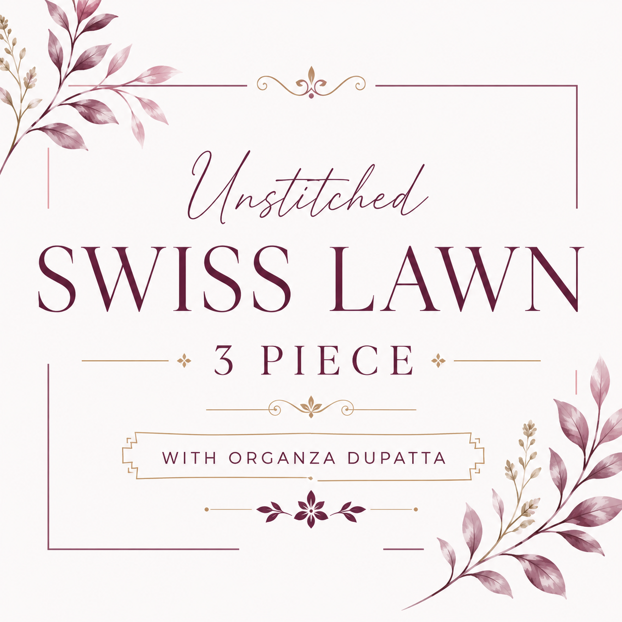 Unstitched embroidered Lawn 3 Piece