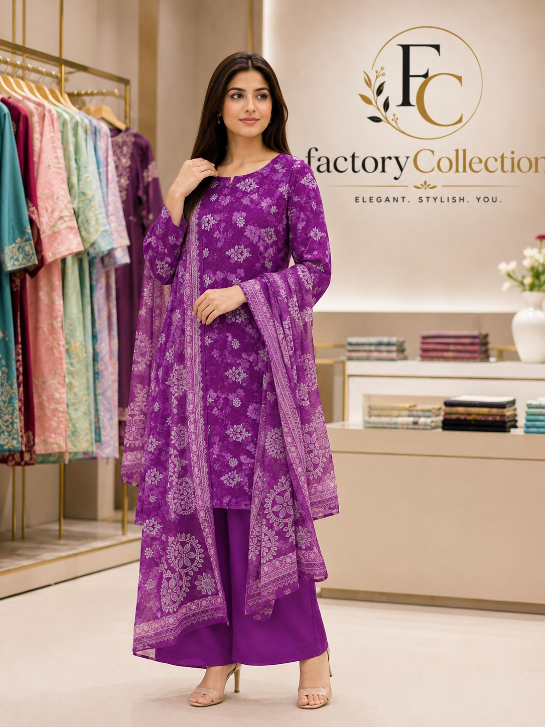 Unstitched Printed Lawn 3 Piece