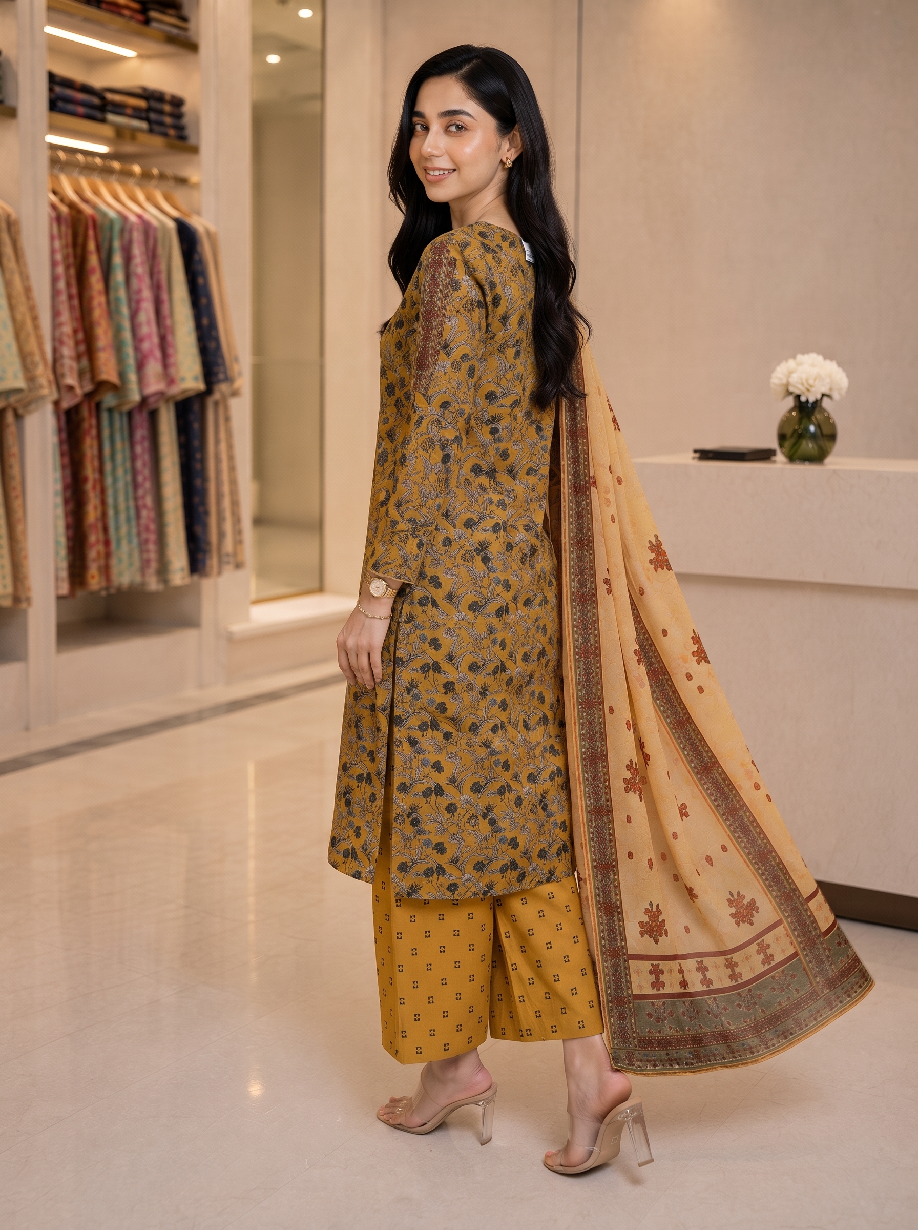 Unstitched Printed Lawn 3 Piece