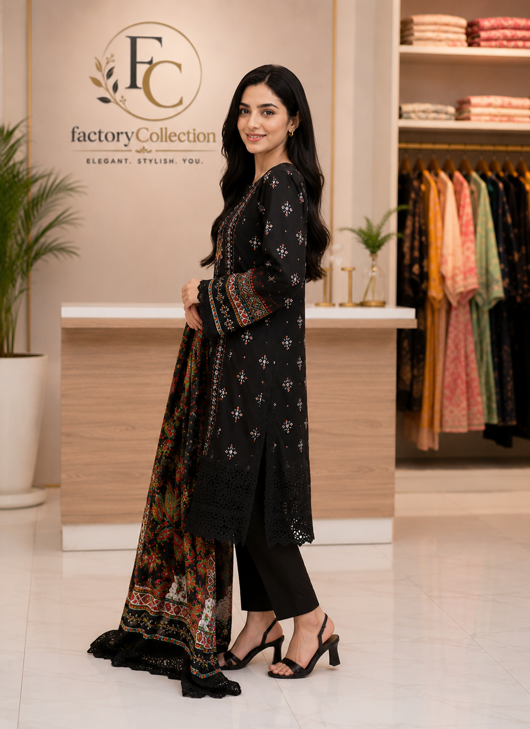 Chikerkari 3 pc Lawn Suit Lawn dupatta