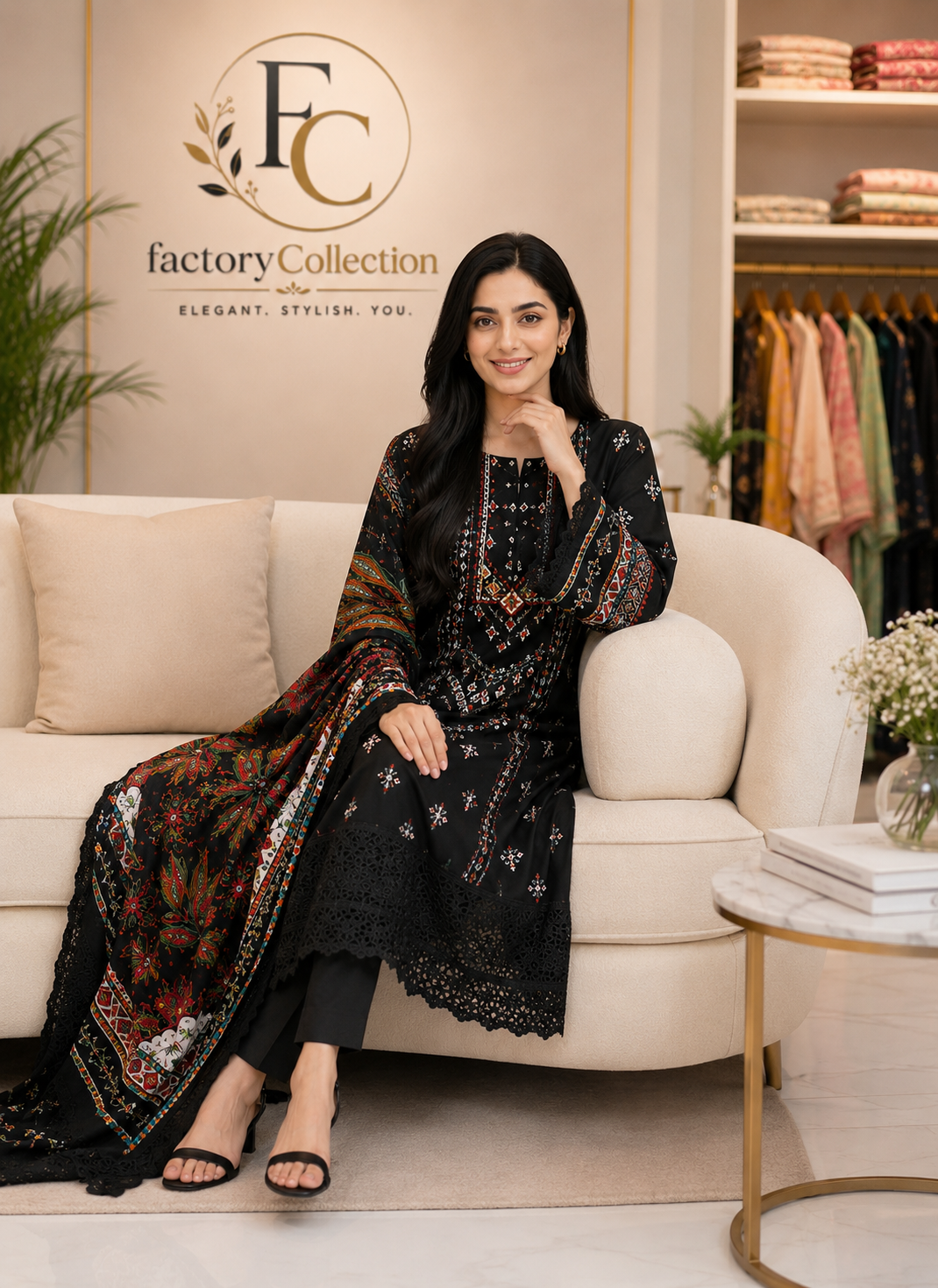 Chikerkari 3 pc Lawn Suit Lawn dupatta