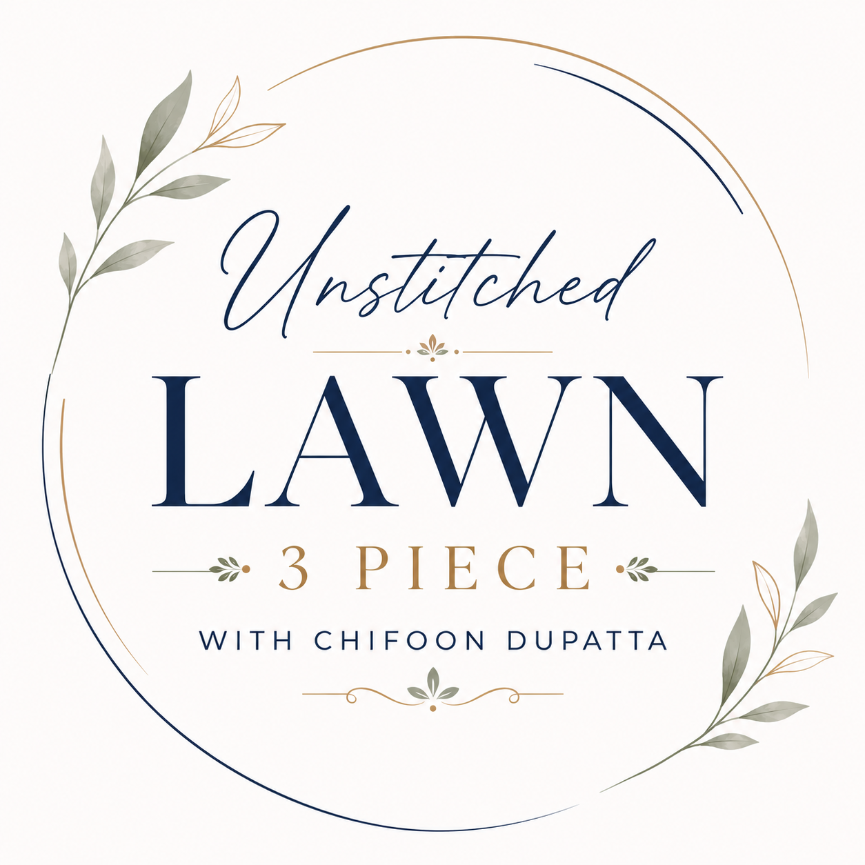 Unstitched Lawn 3 Piece with Chifoon dupatta