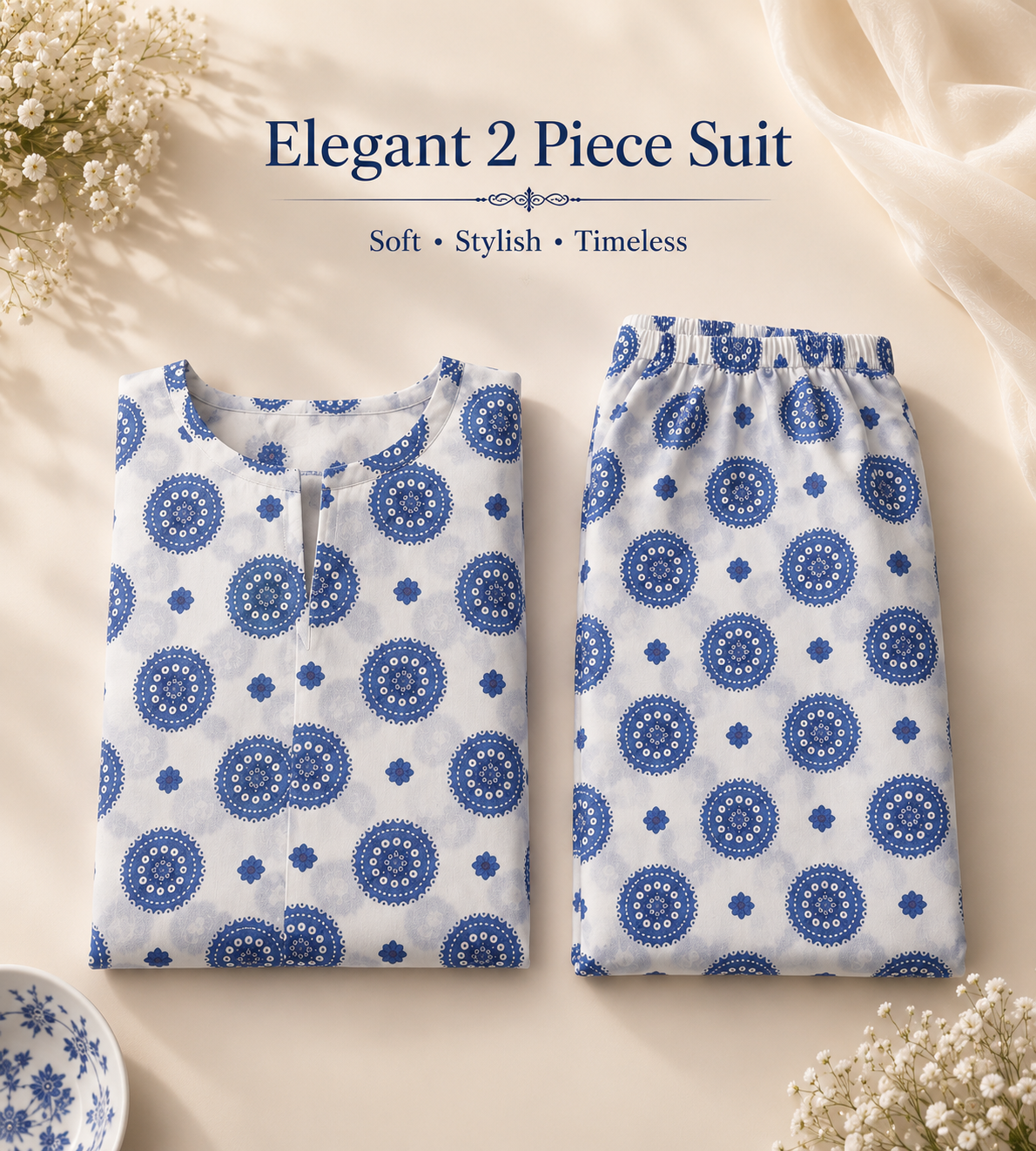 Unstitched Printed Lawn 2 Piece
