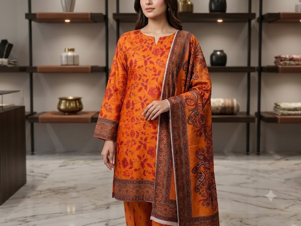Unstitched Printed Lawn 3 Piece