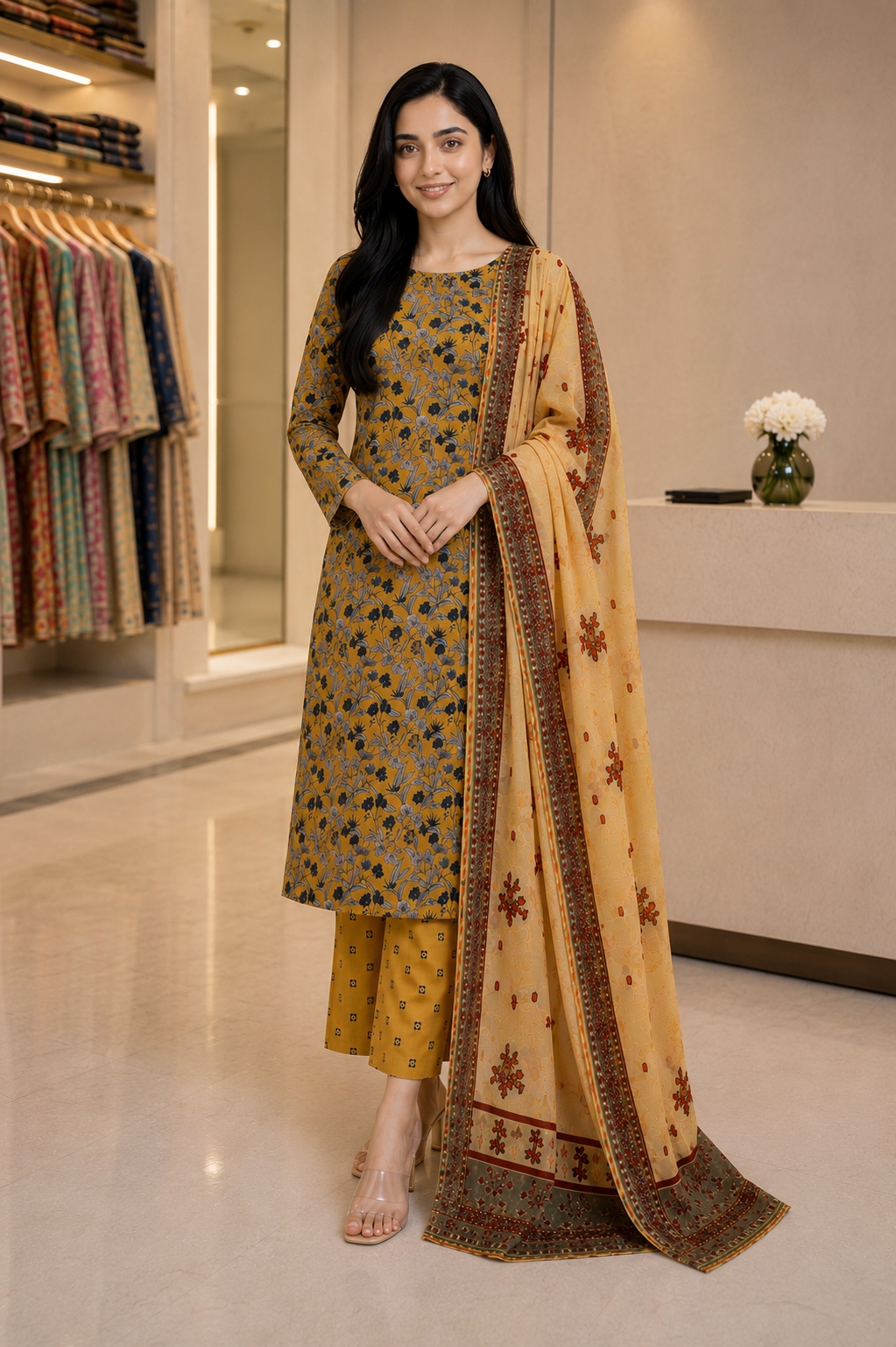 Unstitched Printed Lawn 3 Piece